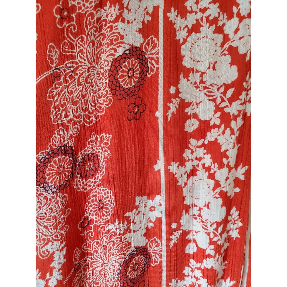 Angie Womens Red Floral Kimono Open Front Oversized Boho Rayon Large Cover-Up - Picture 3 of 8